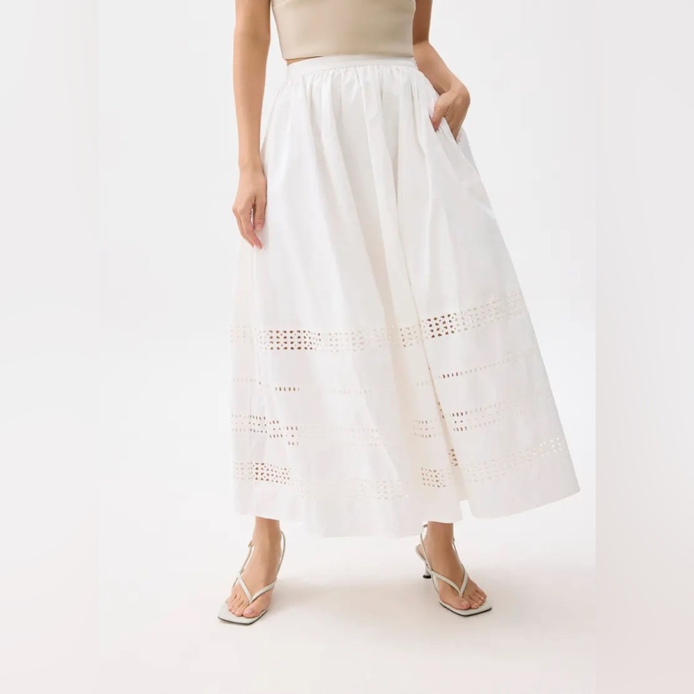 NWT LOVE BONITO Elastic Broderie Fit & Flare Midaxi Skirt Size Small